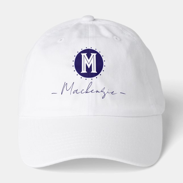 Monogram Bold Letter Fancy Script Name Hat (Front)
