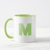 Monogram Bold Modern Lime Green White Mug