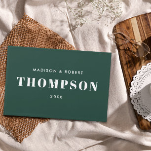  Monogram Bold Modern Simple Emerald Green Wedding Guest Book