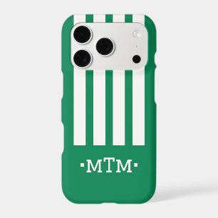 Monogram Bold Modern Stripe Green iPhone 17 Pro Case