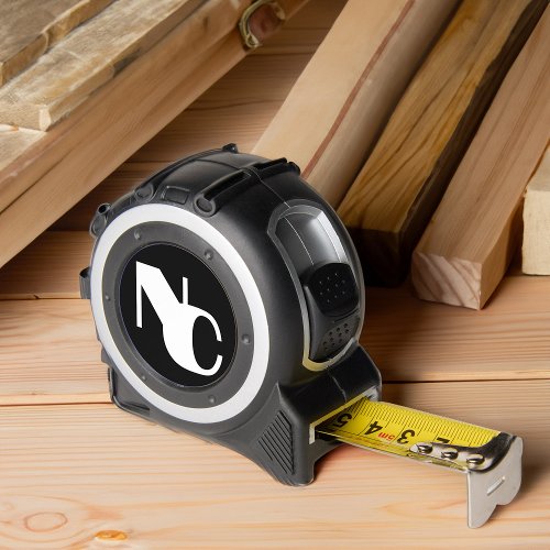 Monogram Bold Overlapping Initials Black and White Tape Measure