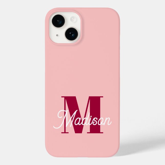 Monogram Bold Pink Personalized Initials Case-Mate iPhone Case (Back)