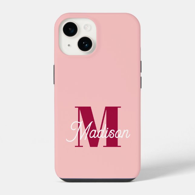 Monogram Bold Pink Personalized Initials Iphone Case (Back)