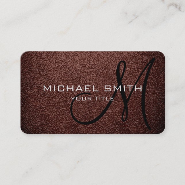 Monogram Bole Leather Look Business Card (Front)