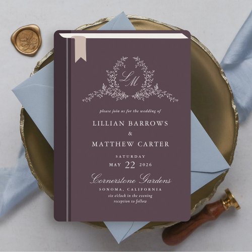 Monogram Book Cover Wedding Invitation
