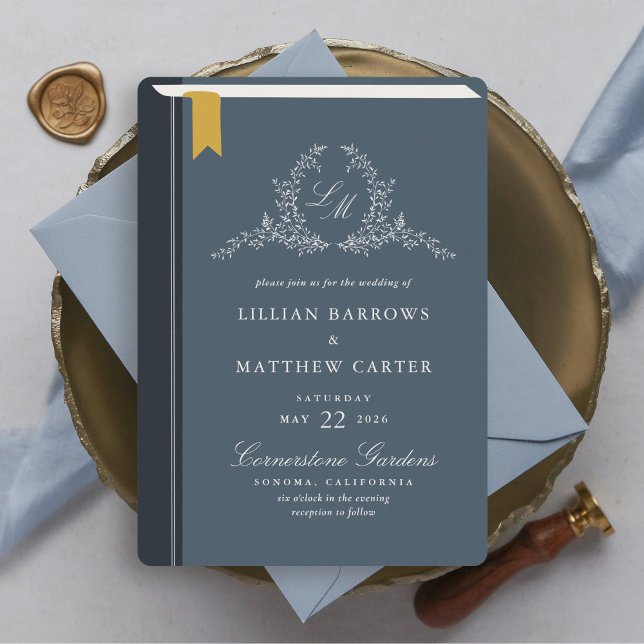 Monogram Book Cover Wedding Invitation (Monogramed Book Cover Wedding Invitation)