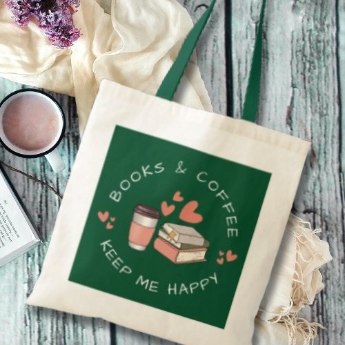 Monogram Books and Coffee Lover  Tote Bag