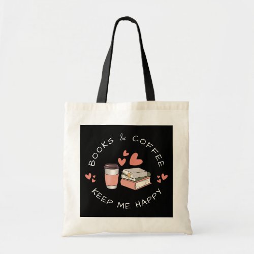 Monogram Books and Coffee Lover  Tote Bag