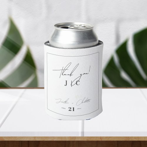 Monogram  Border Black and White Wedding Favors Can Cooler