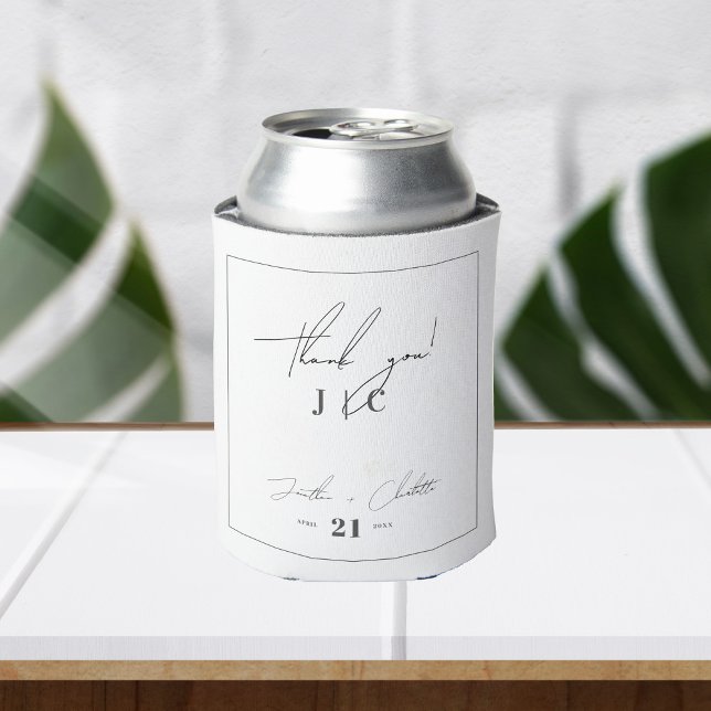 Monogram & Border Black and White Wedding Favors Can Cooler (Creator Uploaded)