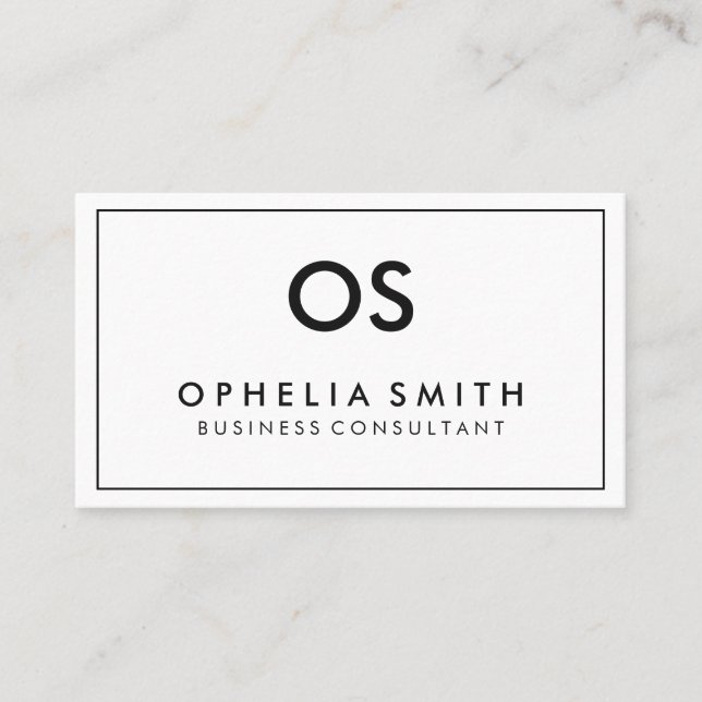 Monogram Border Minimalist Business Card (Front)