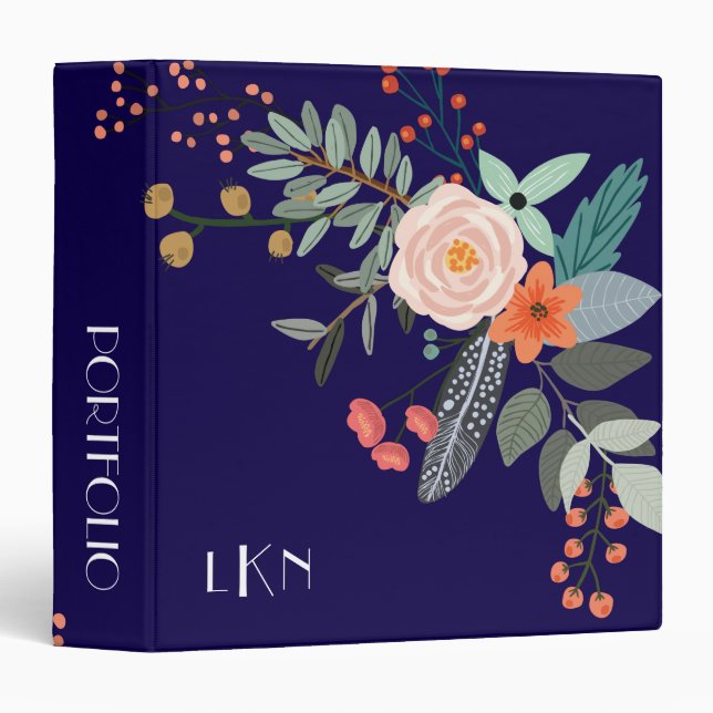Monogram Botanical 3 Ring Binder (Front/Spine)