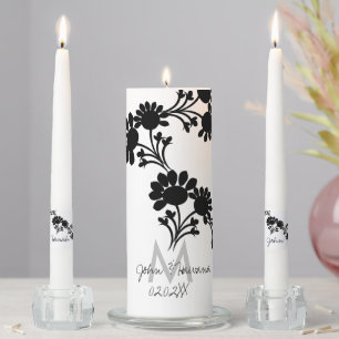 Monogram Botanical Floral Motif Unity Candle Set