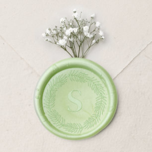 Monogram Botanical Foliage Wreath Green Leaves Wax Seal Sticker