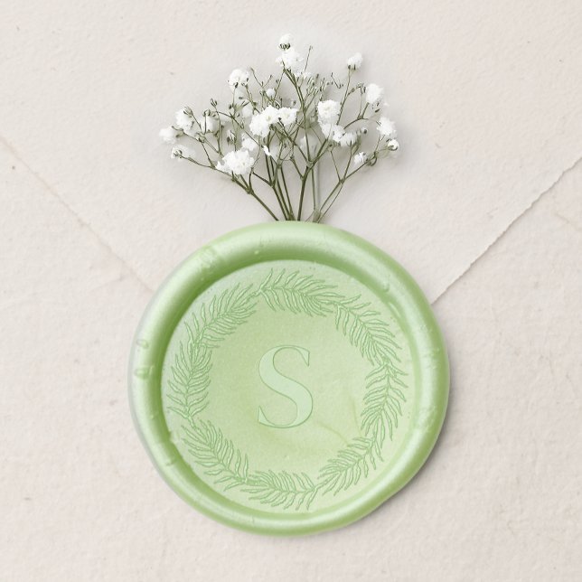 Monogram Botanical Foliage Wreath Green Leaves Wax Seal Sticker (Creator Uploaded)