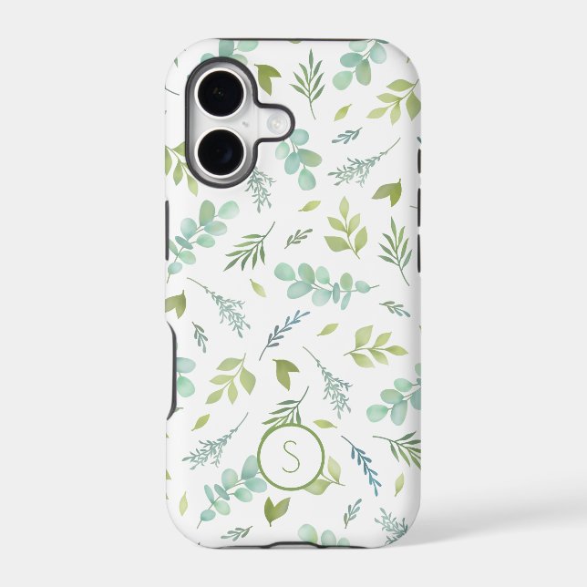 Monogram Botanical Leaf Iphone Case (Back)