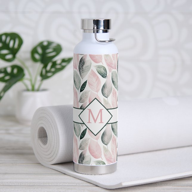 Monogram Botanical Leaves Water Bottle (Yoga)
