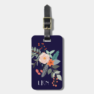 Luggage Tags with Genuine Leather Strap,Green Flower,Colorful Abstract Cartoon Floral Arrangement Foliage Leaves Meadow Pattern,Multicolor One Size Straps Suitcase Multicolor