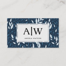 Monogram | Botanical Pattern | Dark Blue