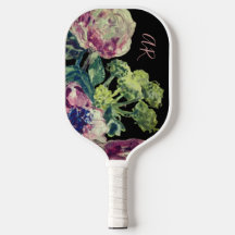 Monogram Botanical Watercolor Flowers Black Pink