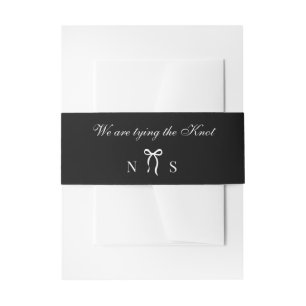 Monogram Bow Classic Vintage Black & White Wedding Invitation Belly Band
