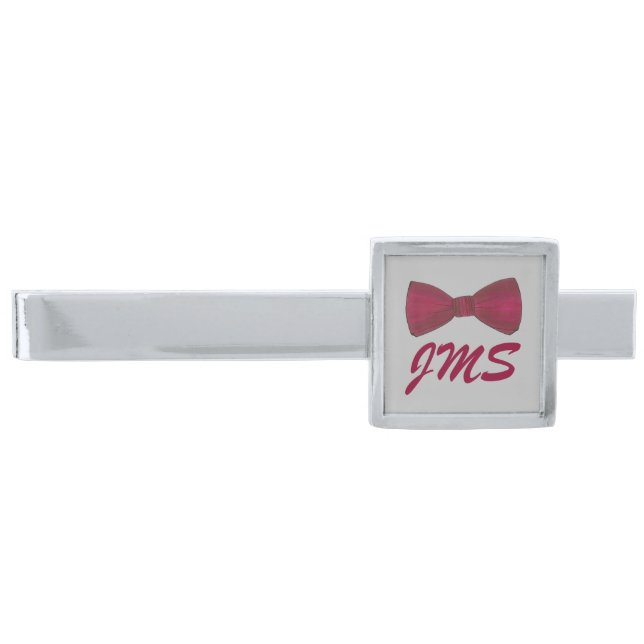 Monogram Bow Tie Bowtie Groom Wedding Prom Tie Bar (Front)