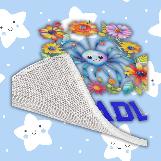 Monogram Boy Name - Cute spider in blue | Rug (Creator Uploaded)