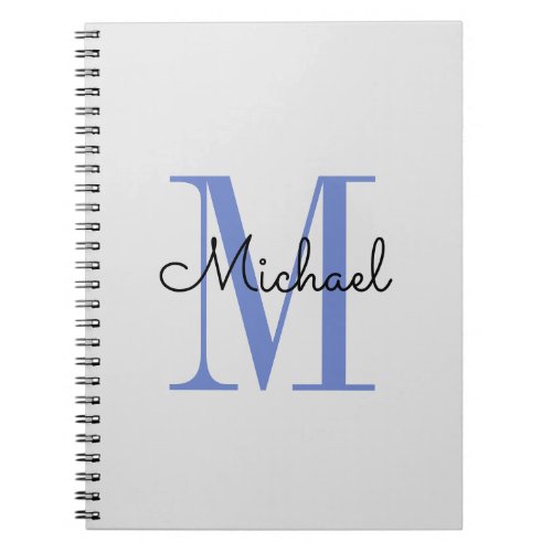 Monogram Boy Name Initial Blue Black Notebook