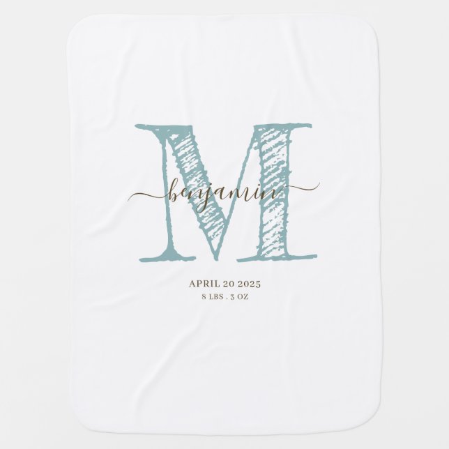 Monogram Boy Nursery Baby Blanket (Front)