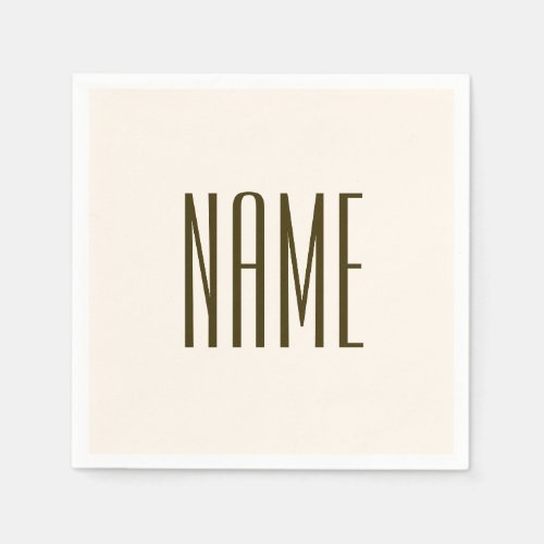 Monogram Brand or Business Name  Off_white Brown Napkins