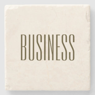Monogram, Brand or Business Name Off-white Brown Stone Coaster