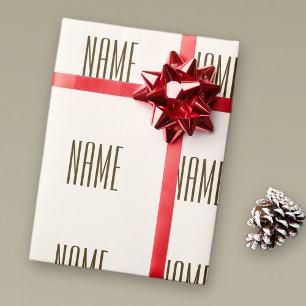 Monogram, Brand or Business Name Off-white Brown Wrapping Paper