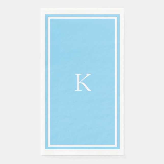 Monogram Bridal Shower Light Blue Initial Wedding Paper Guest Towels (Front)