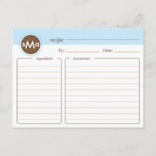 Monogram Bridal Shower Recipe Card