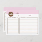 Monogram Bridal Shower Recipe Card (Front/Back)