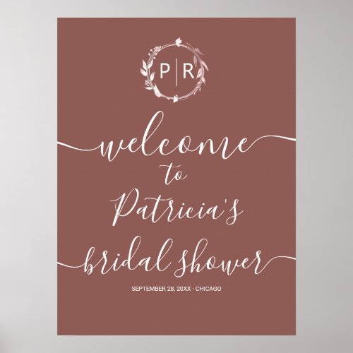 Monogram Bridal Shower Welcome Sign