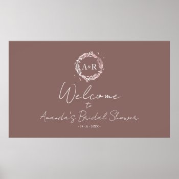 Monogram Bridal Shower Welcome Sign Banner by LitleStarPaper at Zazzle