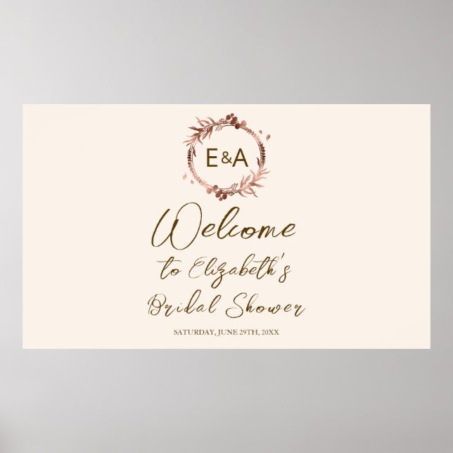 Monogram Bridal Shower Welcome Sign Banner (Front)