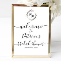 Monogram Bridal Shower Welcome Sign Foam Board