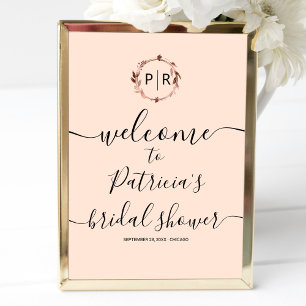 Monogram Bridal Shower Welcome Sign Foam Board