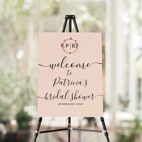 Monogram Bridal Shower Welcome Sign Foam Board