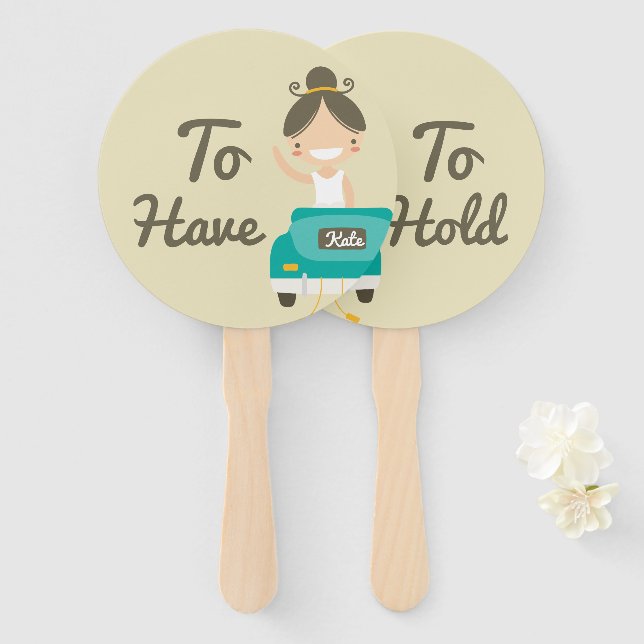 Monogram. Bride and Groom. To Have and To Hold. Hand Fan (Front and Back)