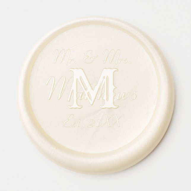 Monogram Bride Groom Date Wedding Wax Seal Sticker (Front)