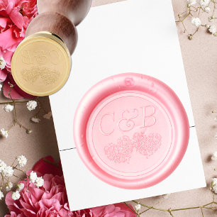 Monogram Bride & Groom Initials Wedding 2 Hearts Wax Seal Stamp
