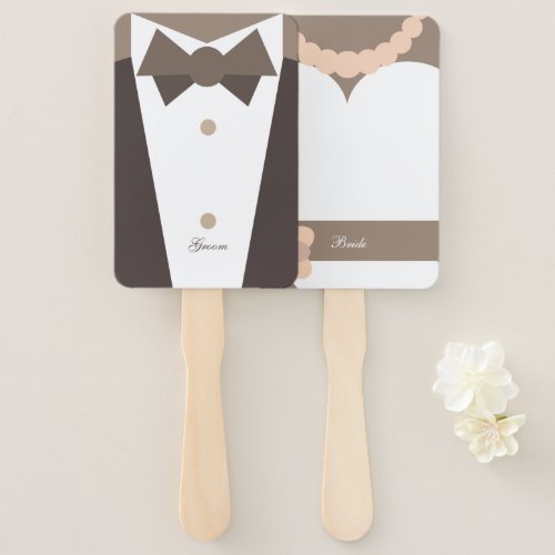 Monogram Bride Wedding  Gown  Groom Tuxedo Hand Fan