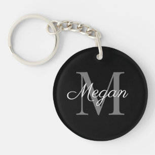 Monogram Bridesmaid Gift with Name Black Keychain