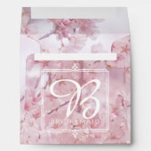 Monogram Bridesmaid Pale Pink Cherry Blossoms Envelope (Back (Bottom))