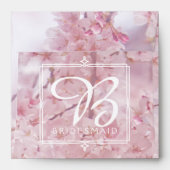 Monogram Bridesmaid Pale Pink Cherry Blossoms Envelope (Back (Top Flap))