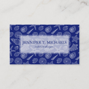 Monogram Bright Blue Shell Pattern Business Card