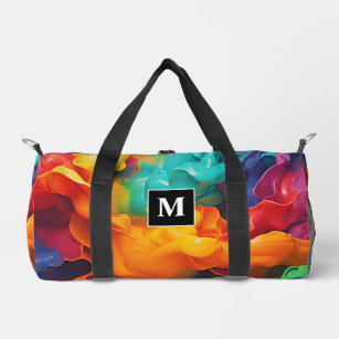 Monogram Bright Colorful Paint Abstract Art Duffle Bag